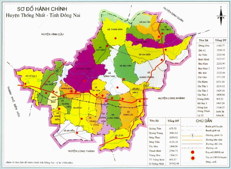 Bản đồ hành chính huyện Thống Nhất Đồng Nai