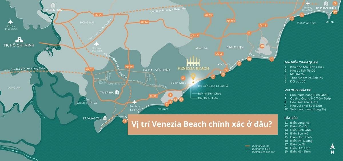 Vị trí Venezia Beach chính xác ở đâu?