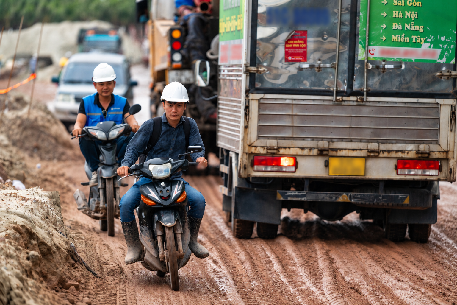 Công nhân và phương tiện thi công hạ tầng phục vụ APEC 2027 tại Phú Quốc