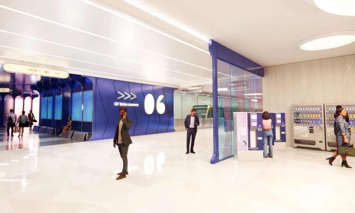 Phối cảnh sảnh ga ngầm Đảo Ngọc tuyến LRT Phú Quốc